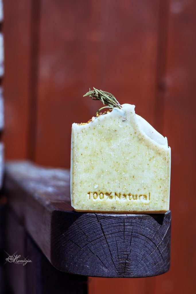 Handmade soap bar with 100% natural stamp – eco-friendly skincare product from Midlothian artisan